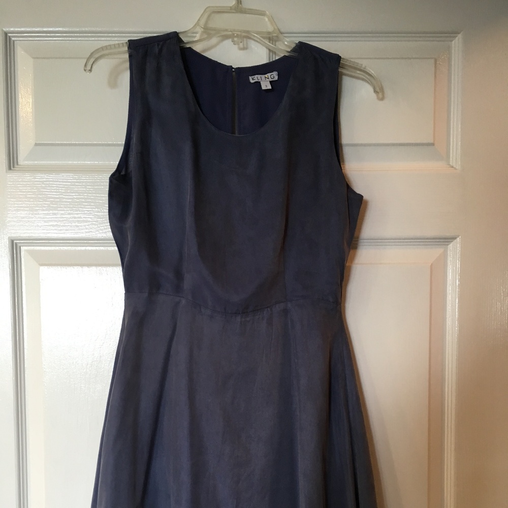 Smokey Blue Kling Dress with Peakaboo Back